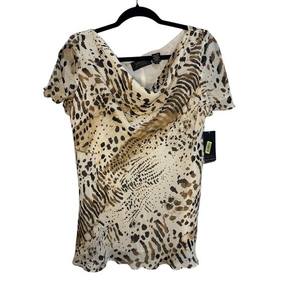Dana Bachman Leopard Print Sheer Blouse—short sleeve—Size 12–NWT - Picture 5 of 7